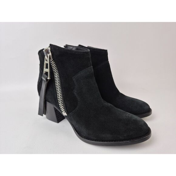 Zadig & Voltaire Women's Black Molly Suede Side Zip Ankle Boots Size 37 - Picture 1 of 6